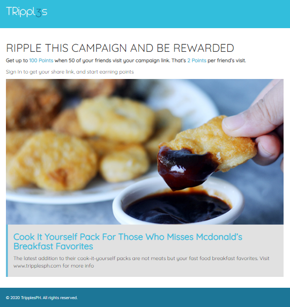 McDonald's cook it yourself packs